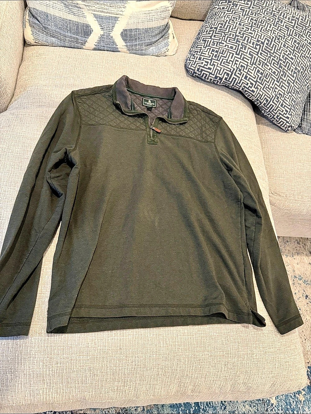 G.H. Bass & Co. Men's Quilted Pullover in Green Size Large Good Condition